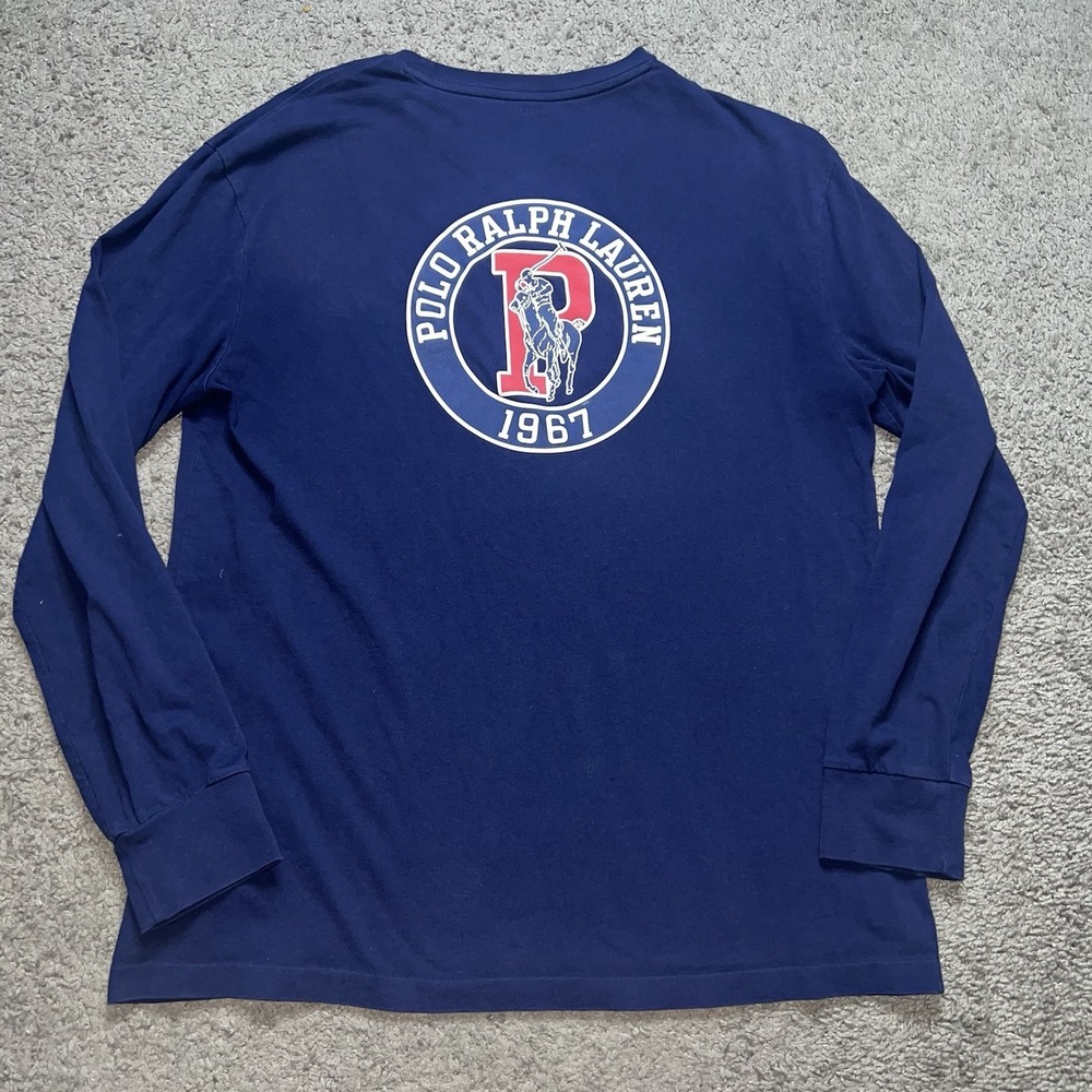 Polo Ralph Lauren Shirt Mens Navy Classic Fit Logo Long Sleeve T-Shirt 1967 M